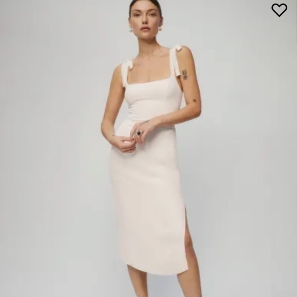 Reformation Cream Tie-Shoulder Midi Dress